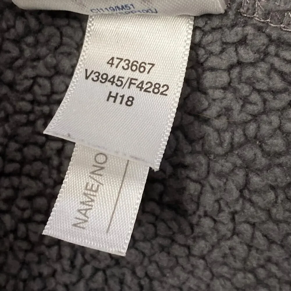 Lands End Full Zip Hoodie Fleece Sweater Jacket Kids 7 Green Grey Zipper Pockets